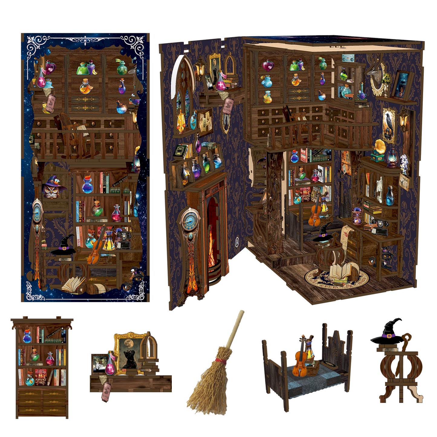 Magic potion shop New DIY hut bookend 3D three-dimensional puzzle bookend model creative hand-assembled bookend