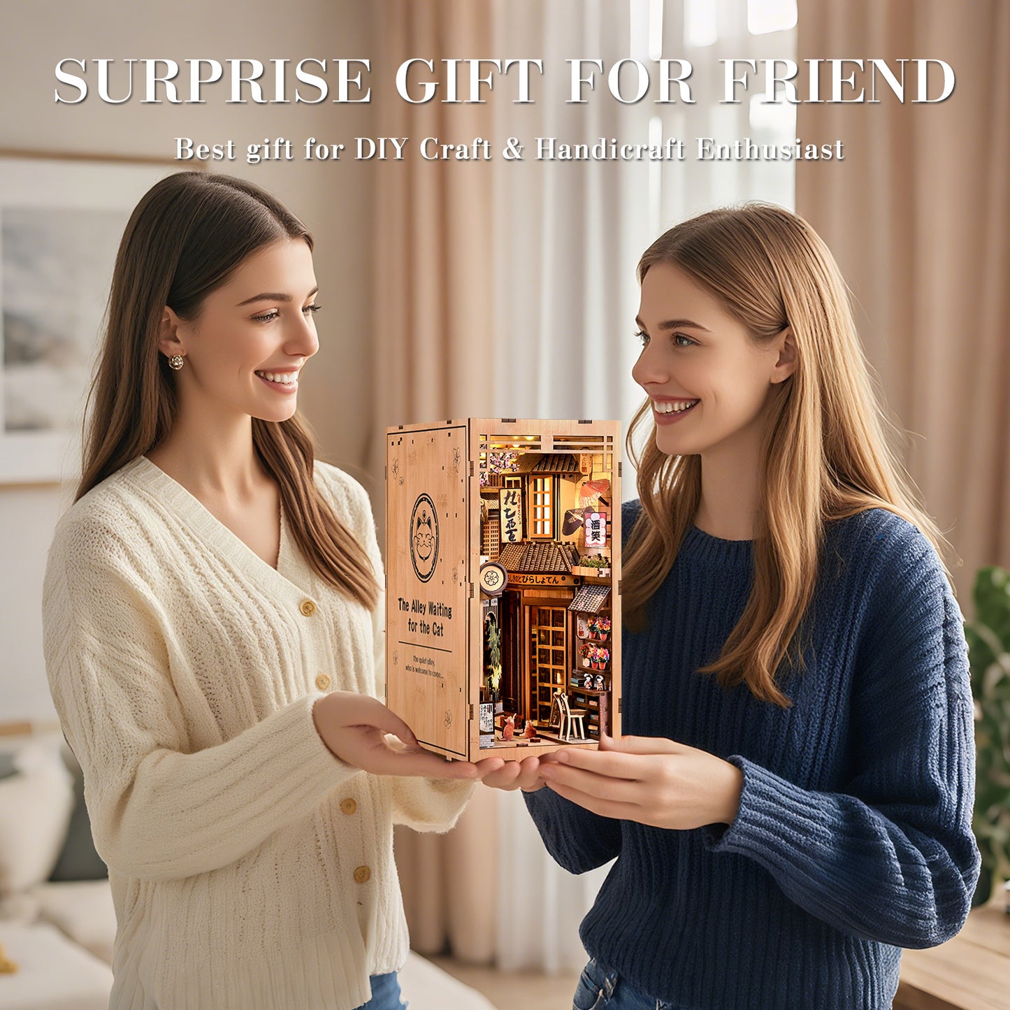 The Alley Waiting for the Cat New DIY hut bookend 3D three-dimensional puzzle bookend model creative hand-assembled bookend