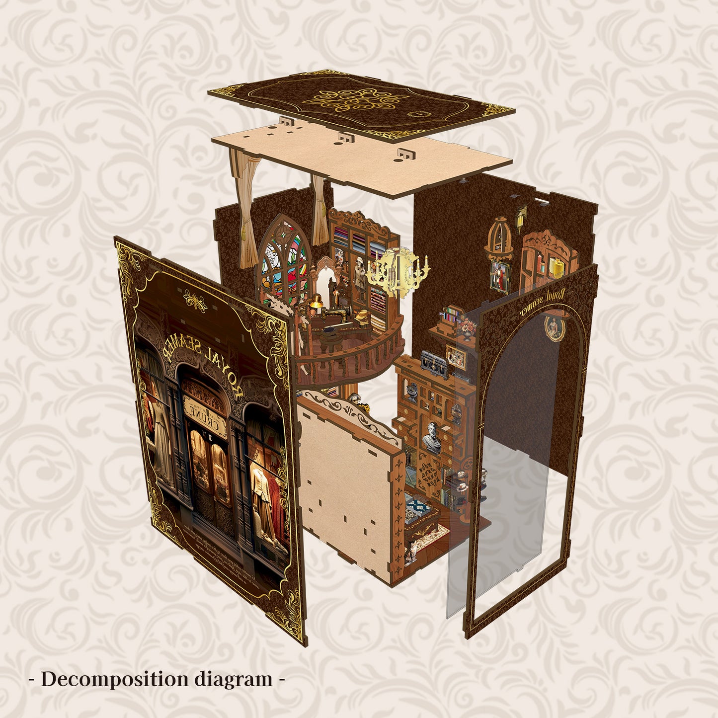 EROYAL SEAMER New DIY hut bookend 3D three-dimensional puzzle bookend model creative hand-assembled bookend