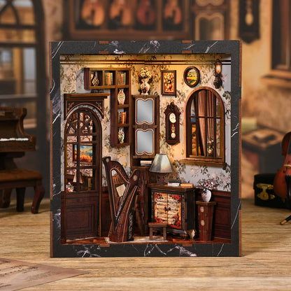 European Melody Musicaln strument BOX New DIY hut Ou Yunle box model house creative four-sided three-dimensional assembly book stand cross-border booknook