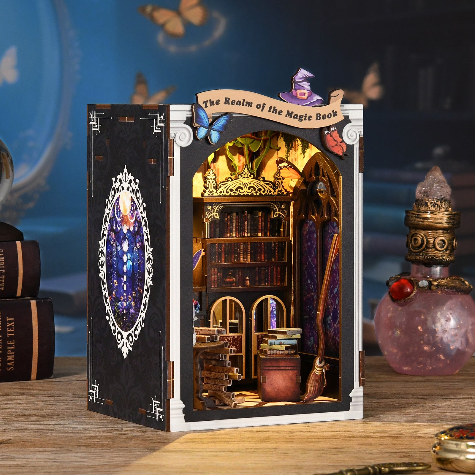 Magic Book Mirror New DIY hut bookend 3D three-dimensional puzzle bookend model creative hand-assembled bookend OEM OEM