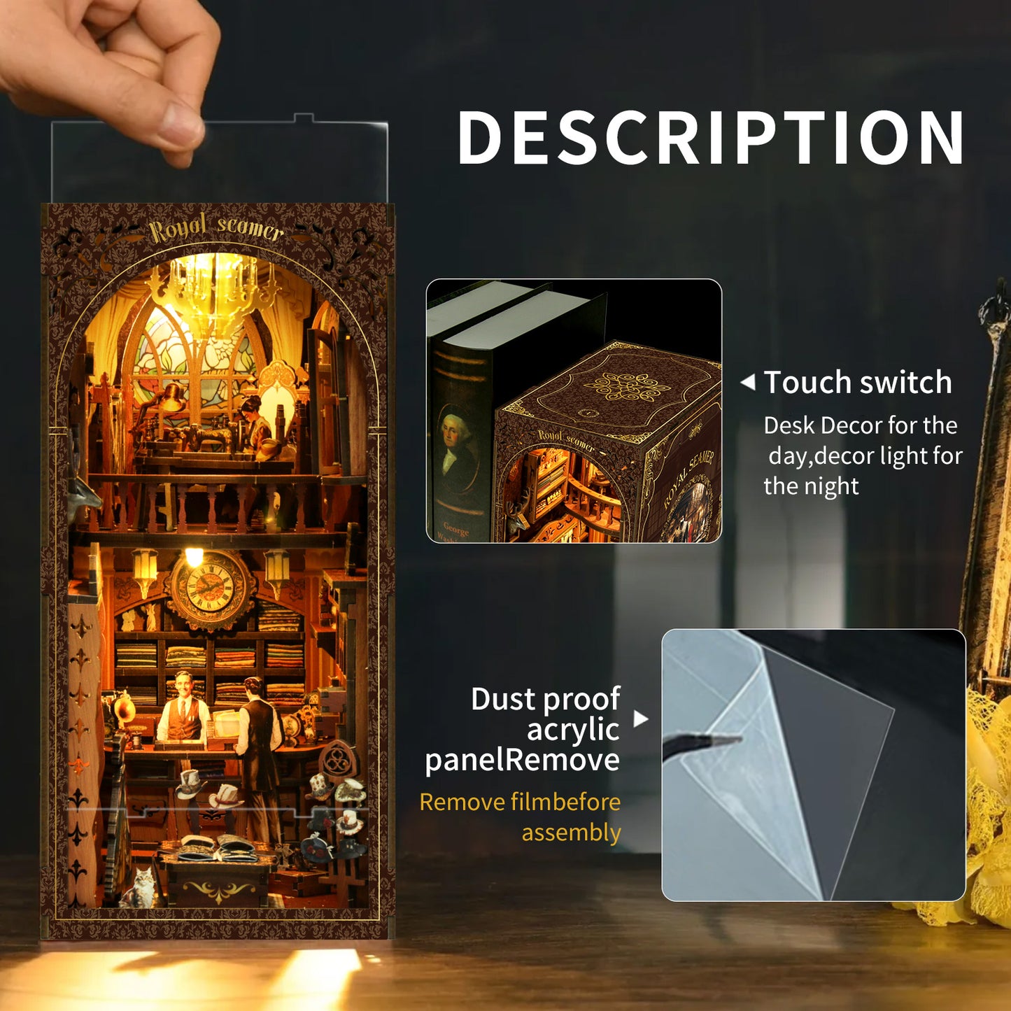 EROYAL SEAMER New DIY hut bookend 3D three-dimensional puzzle bookend model creative hand-assembled bookend