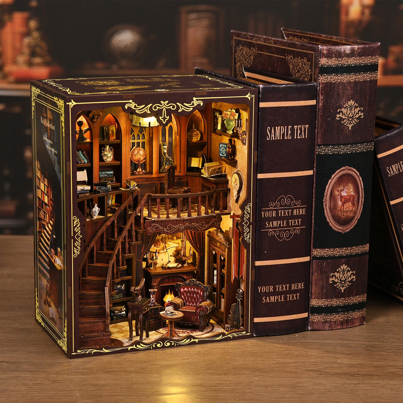 Ancient rhyme bookstore New DIY hut bookend 3D three-dimensional puzzle bookend model creative hand-assembled bookend OEM OEM