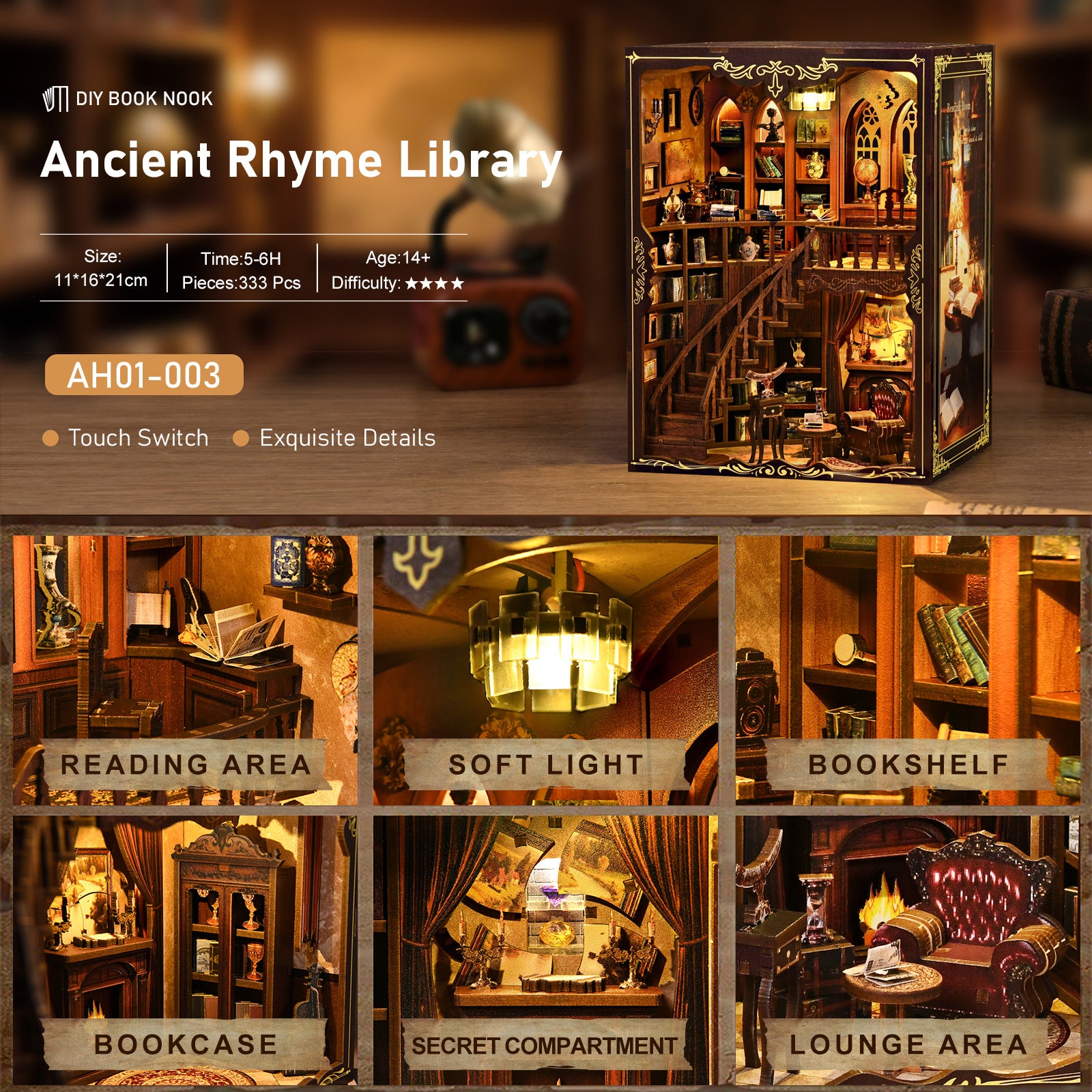 Ancient rhyme bookstore New DIY hut bookend 3D three-dimensional puzzle bookend model creative hand-assembled bookend OEM OEM