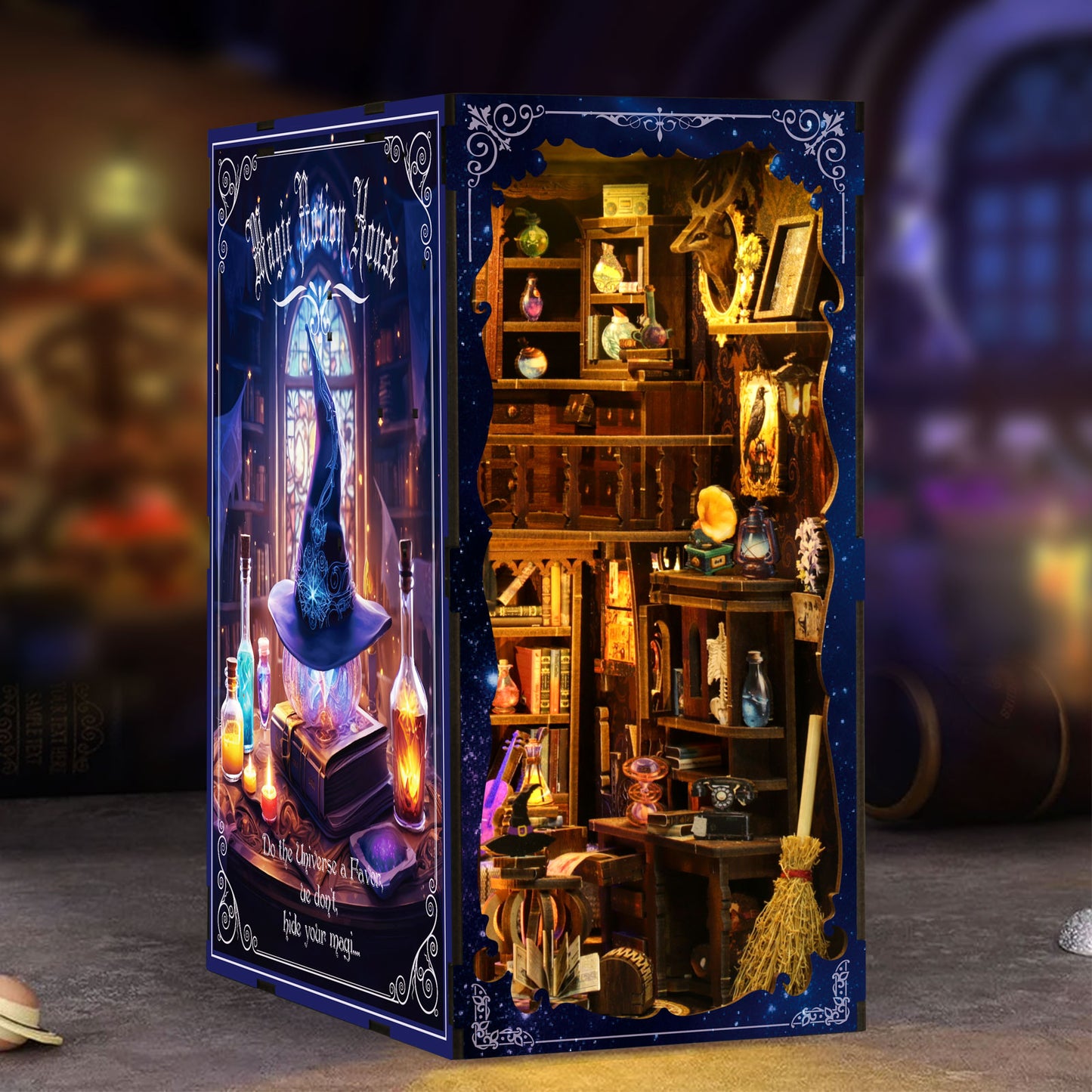 Magic potion shop New DIY hut bookend 3D three-dimensional puzzle bookend model creative hand-assembled bookend