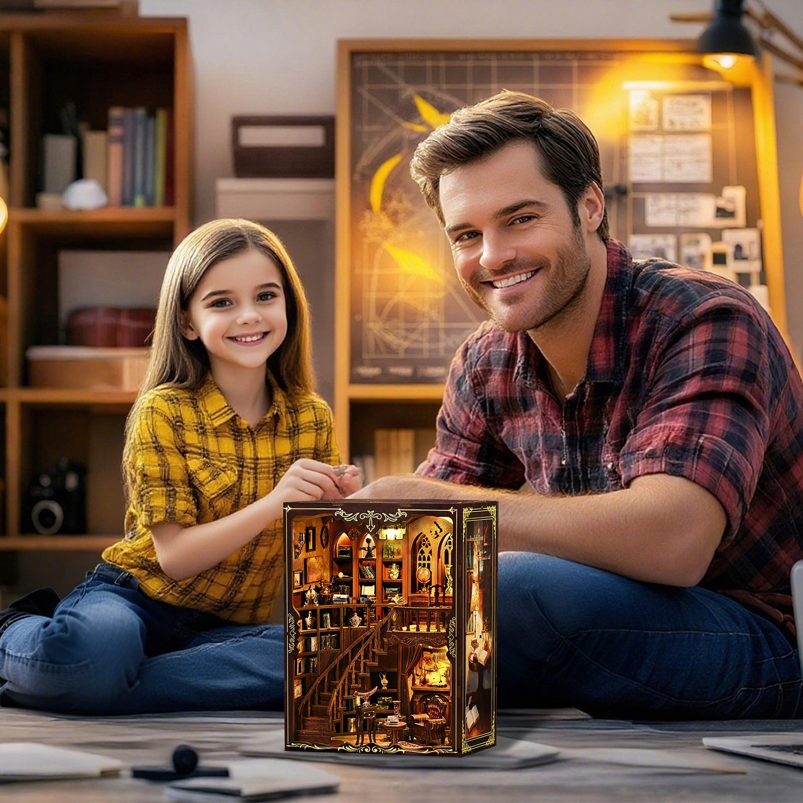 Ancient rhyme bookstore New DIY hut bookend 3D three-dimensional puzzle bookend model creative hand-assembled bookend OEM OEM