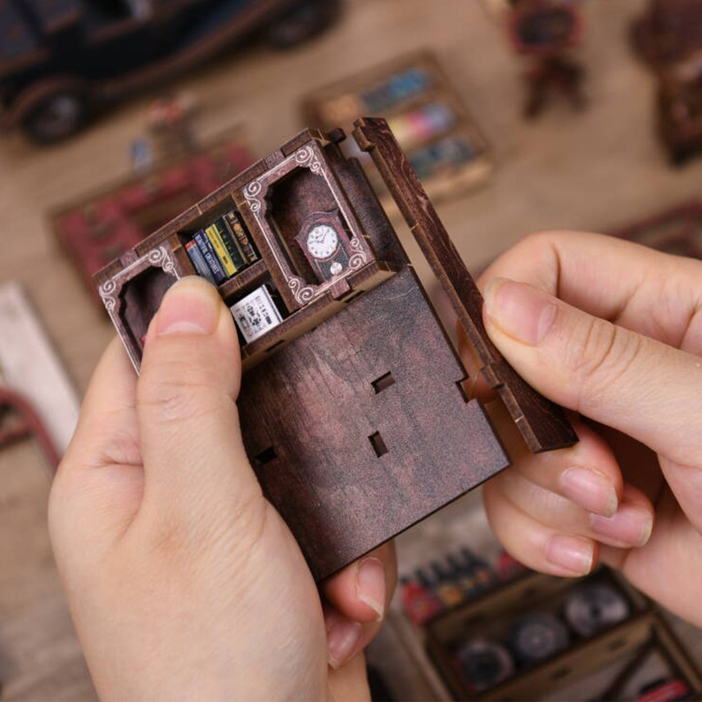 Craftsmanship Repair Shop New DIY hut bookend 3D three-dimensional puzzle bookend model creative hand-assembled bookend