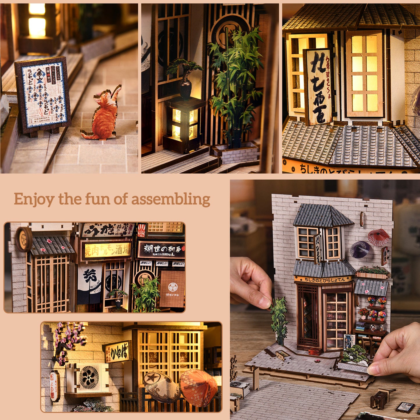 The Alley Waiting for the Cat New DIY hut bookend 3D three-dimensional puzzle bookend model creative hand-assembled bookend
