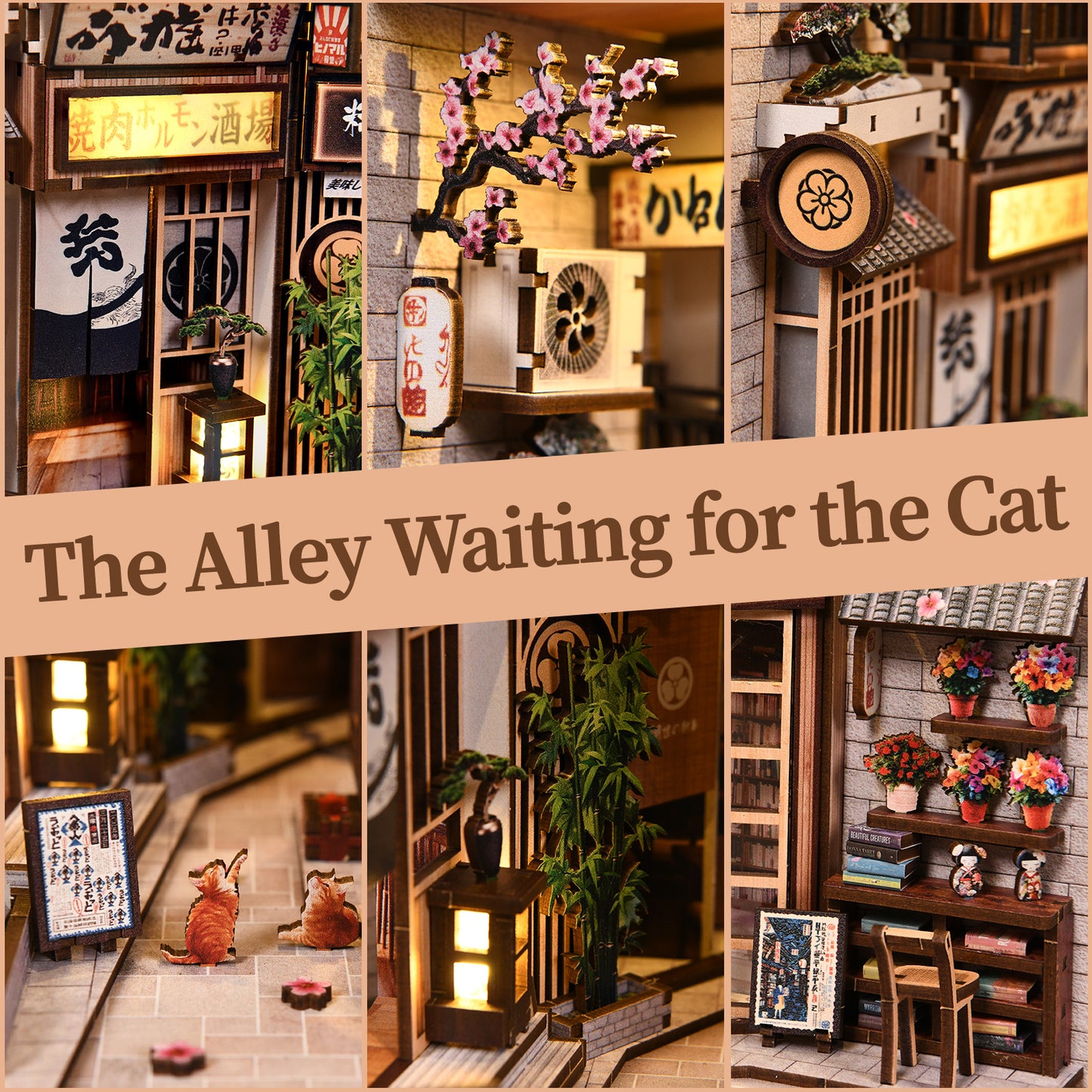 The Alley Waiting for the Cat New DIY hut bookend 3D three-dimensional puzzle bookend model creative hand-assembled bookend