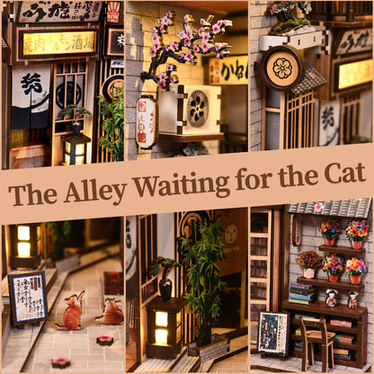 The Alley Waiting for the Cat New DIY hut bookend 3D three-dimensional puzzle bookend model creative hand-assembled bookend