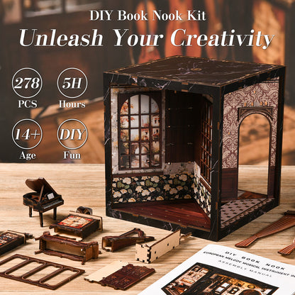European Melody Musicaln strument BOX New DIY hut Ou Yunle box model house creative four-sided three-dimensional assembly book stand cross-border booknook