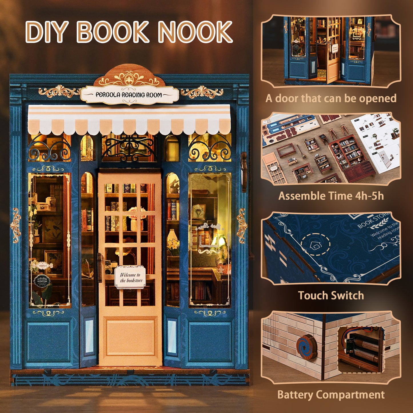 Pergola Reading Room New DIY hut bookend 3D three-dimensional puzzle bookend model creative hand-assembled bookend