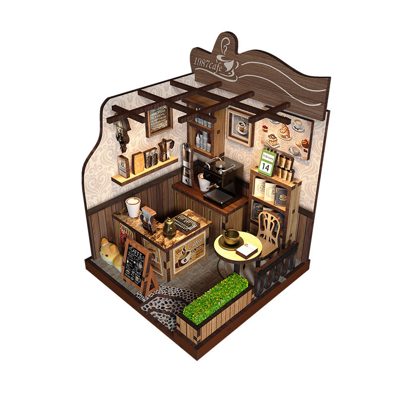 Cross-border calligraphy DIY hut hand-assembled loft villa house model house mini 3D three-dimensional puzzle ornaments