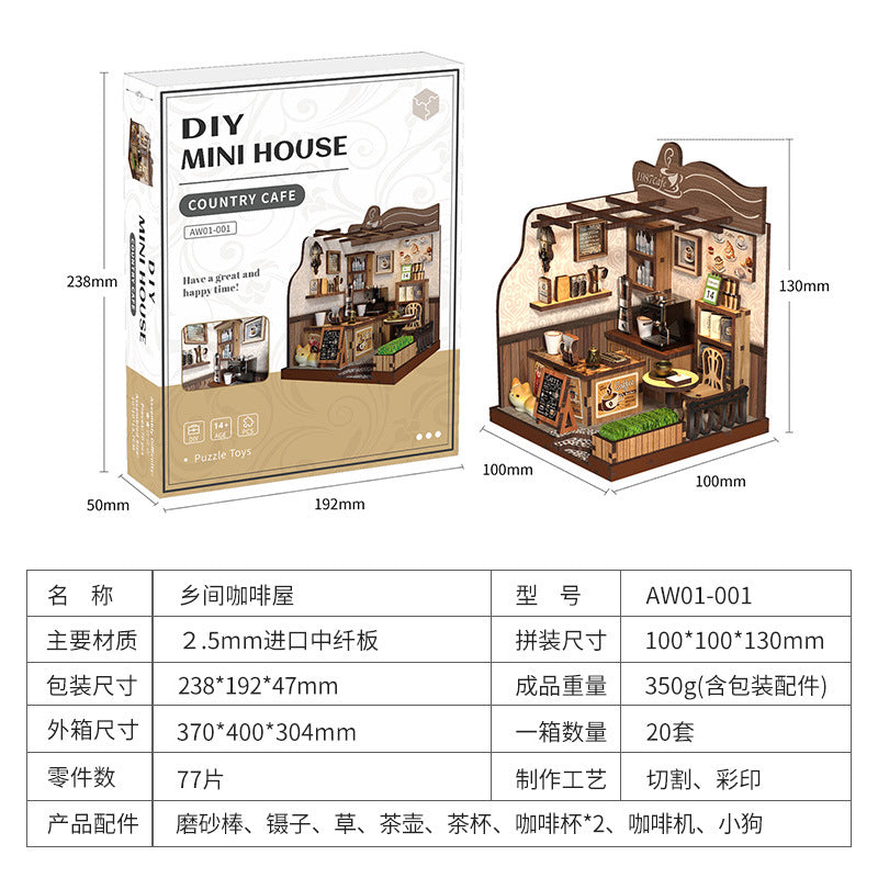 Cross-border calligraphy DIY hut hand-assembled loft villa house model house mini 3D three-dimensional puzzle ornaments