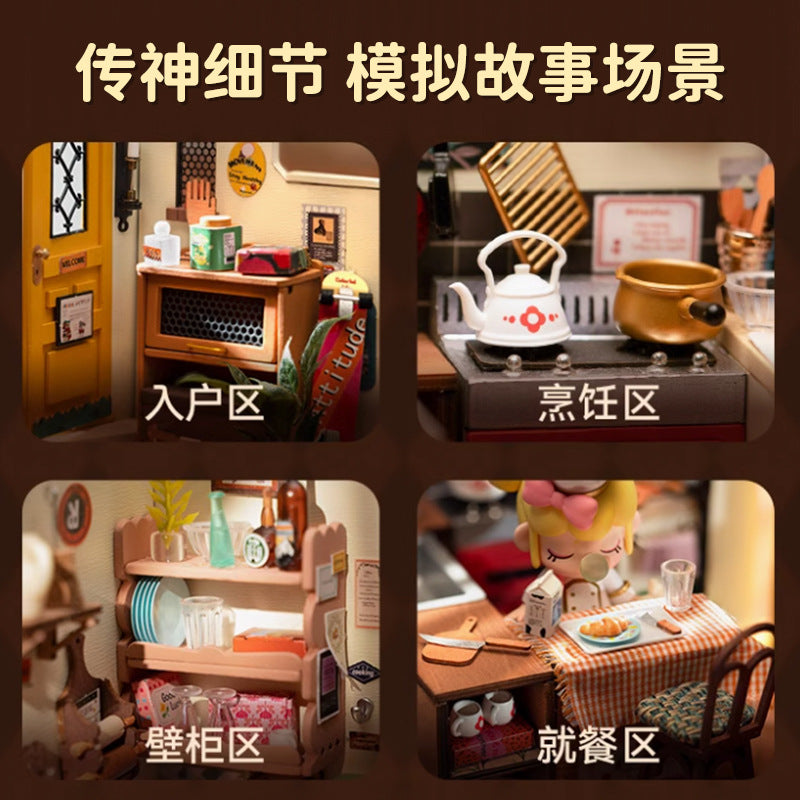 Cross-border calligraphy DIY hut hand-assembled loft villa house model house mini 3D three-dimensional puzzle ornaments