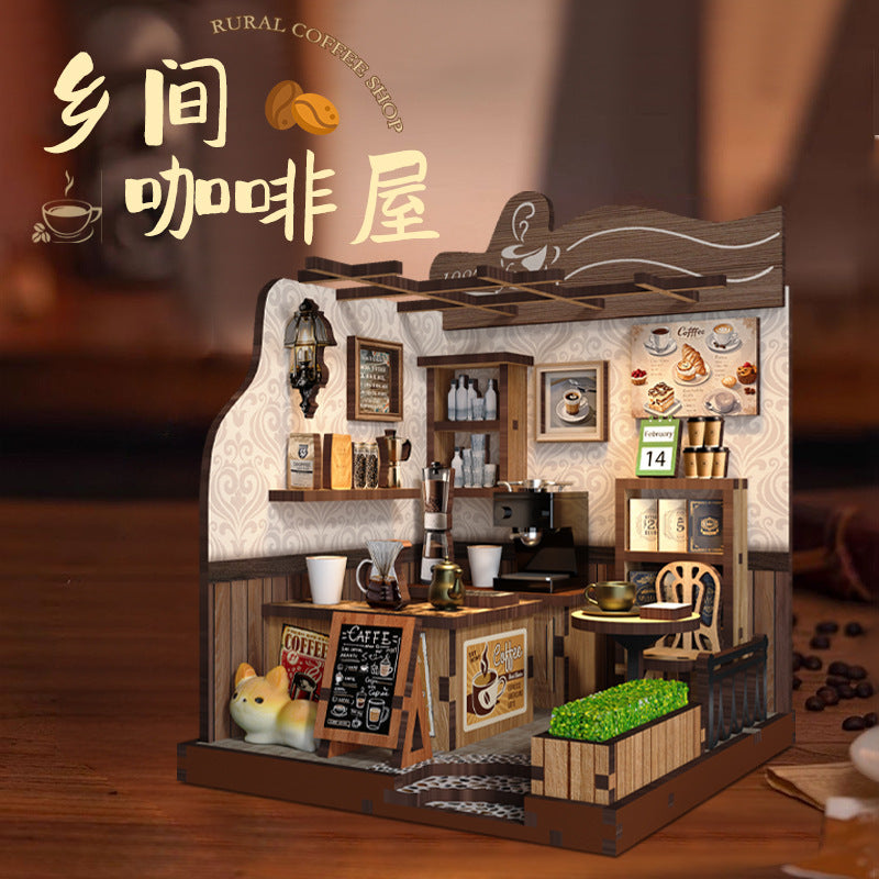 Cross-border calligraphy DIY hut hand-assembled loft villa house model house mini 3D three-dimensional puzzle ornaments