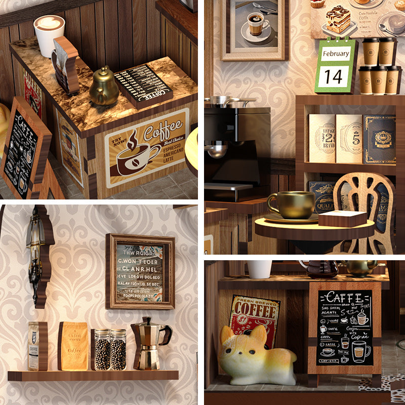 Cross-border calligraphy DIY hut hand-assembled loft villa house model house mini 3D three-dimensional puzzle ornaments