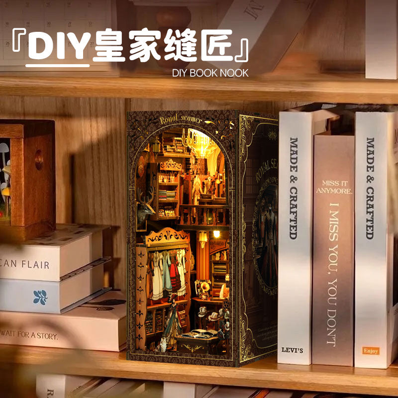 Creative wooden royal stitcher DIY hut house 3d three-dimensional handmade wooden assembly book stand DIY induction three-dimensional