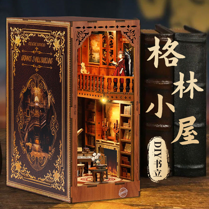 3D three-dimensional book stand model DIY hand-assembled three-dimensional hut puzzle luminous bookend creative birthday gift