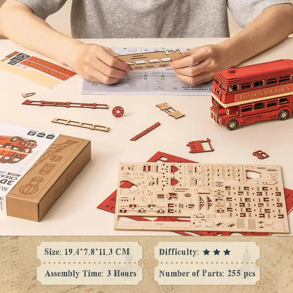 HiNooki - London Tour Bus3D Wooden Puzzles
