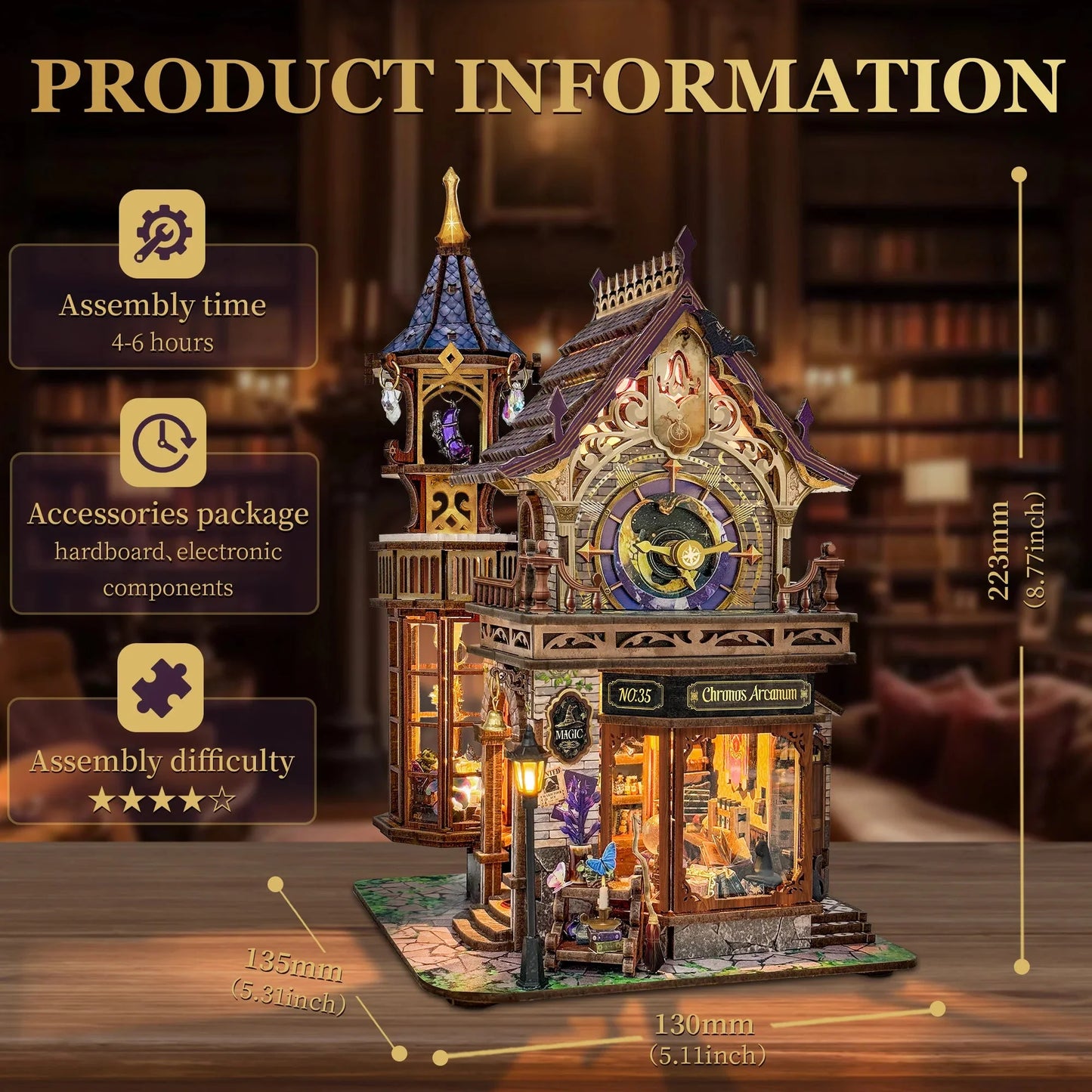 HiNooki - Moonlit Clock CottageBook Nook